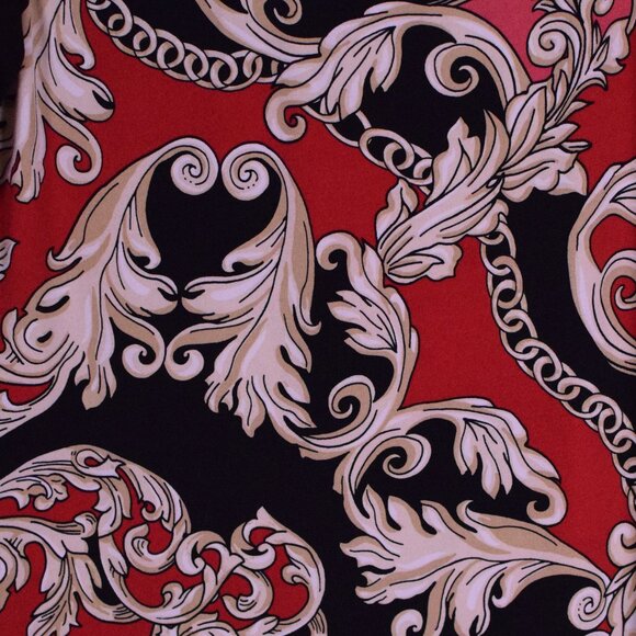 Rafaella Women's Black & Red Linked Scroll 3/4 Sleeve Midi Dress - Size 8 - Picture 3 of 8